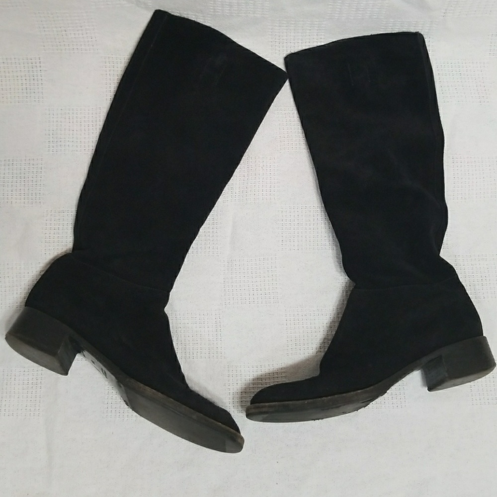 Prada Knee High Black Suede Boots - 38.5